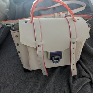 Michael Kors Cream Satchel with Multicolor Trim